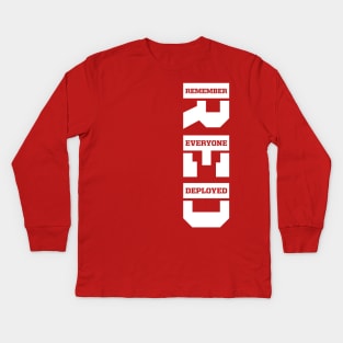 Remember Everyone Deployed RED Friday Vertical White Print Kids Long Sleeve T-Shirt